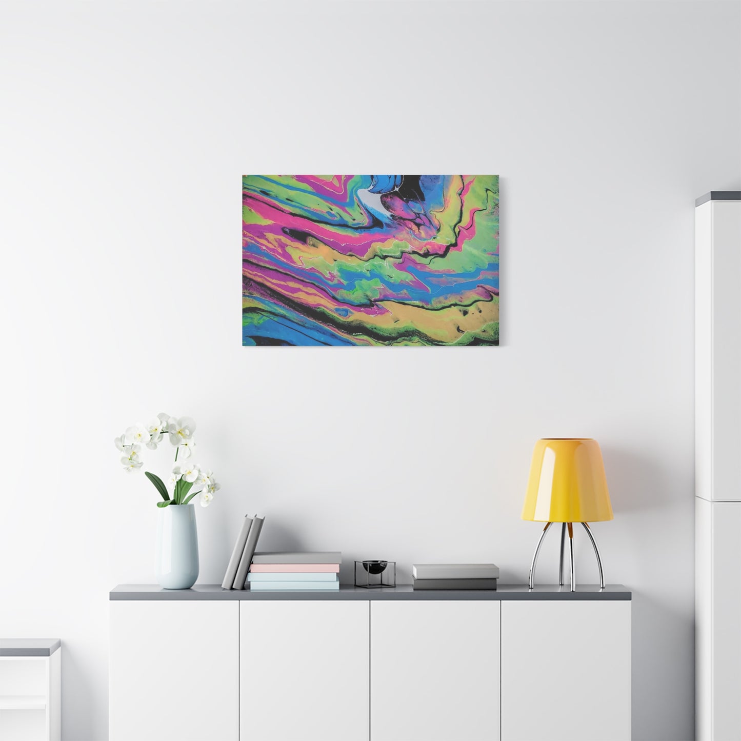 Abstract Neon Fluid Art Canvas Print — Vibrant Psychedelic Wall Decor