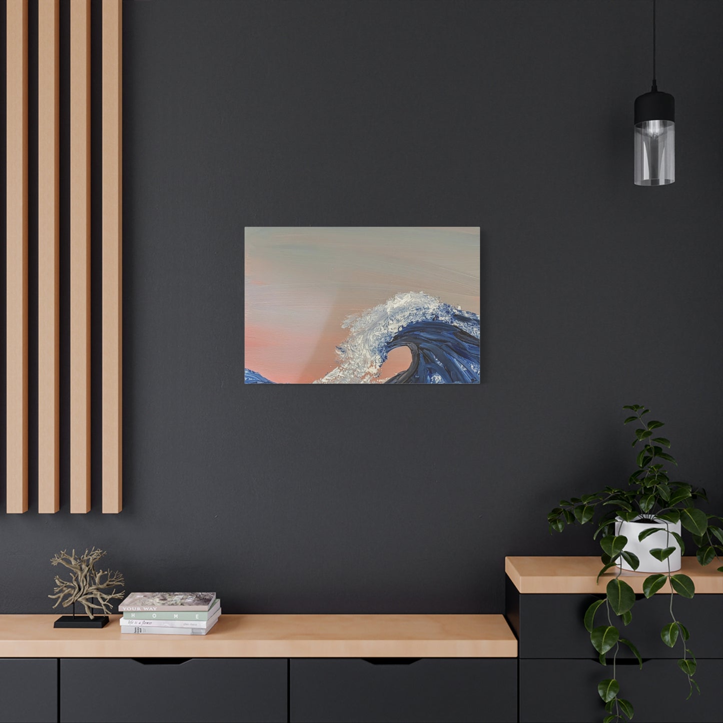 California_Coast - Ocean Wave Canvas Art — Blue Wave Seascape Matte Stretched Canvas