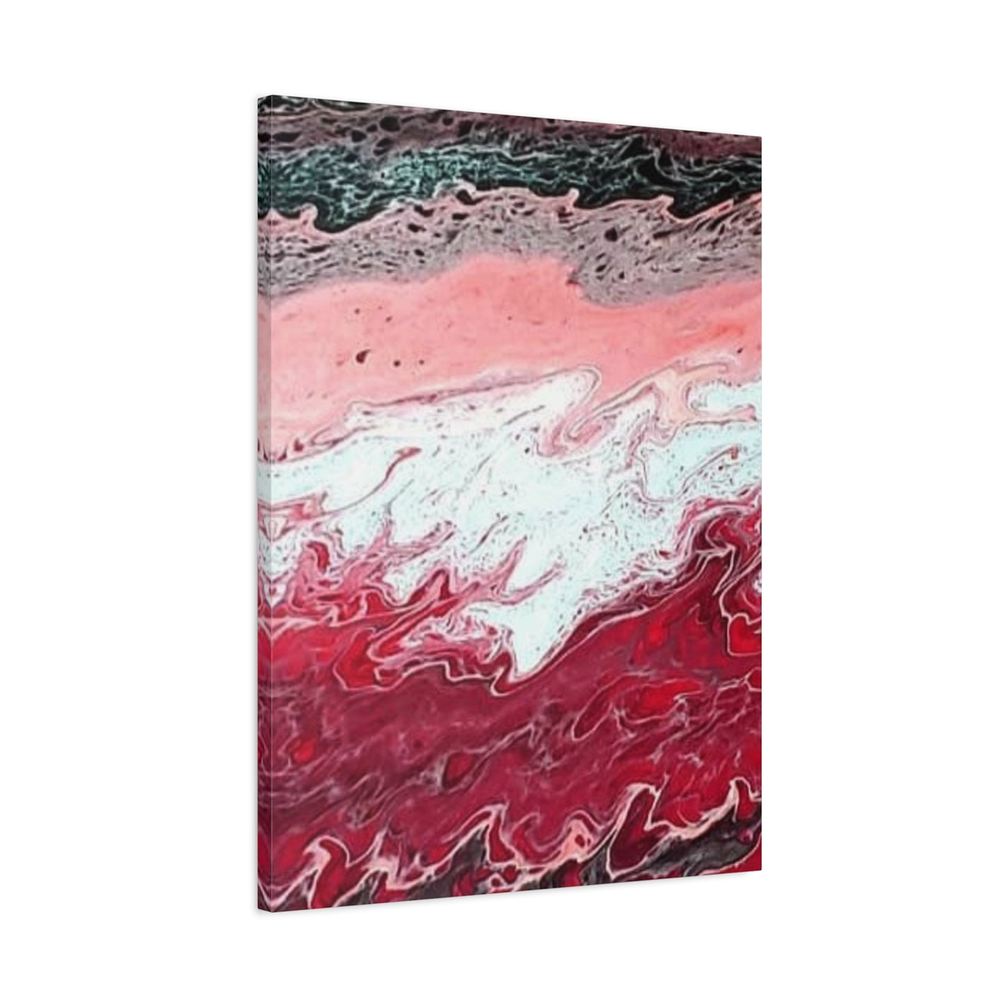 Abstract Pink & Red Fluid Art Canvas — Matte Stretched Wall Art