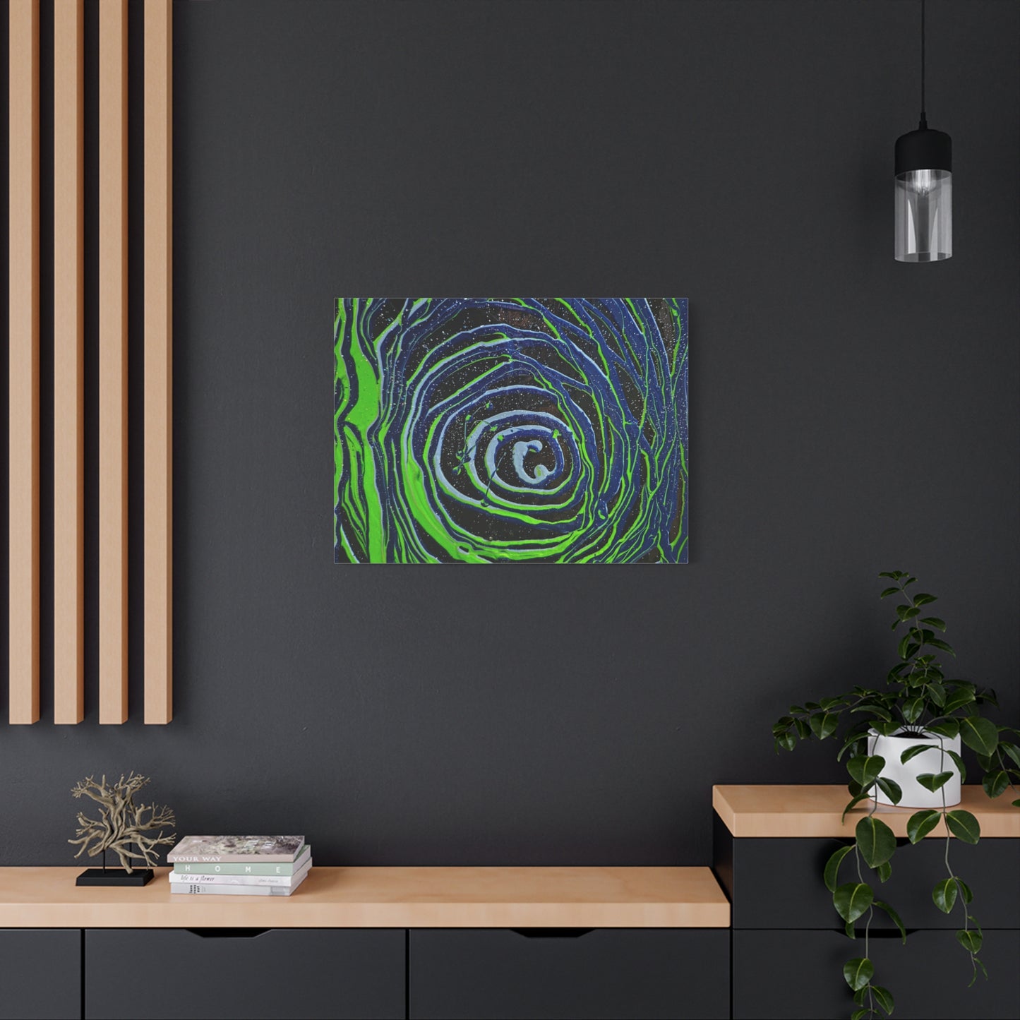 Abstract Green Swirl Matte Canvas Art — Stretched 1.25" Wall Décor