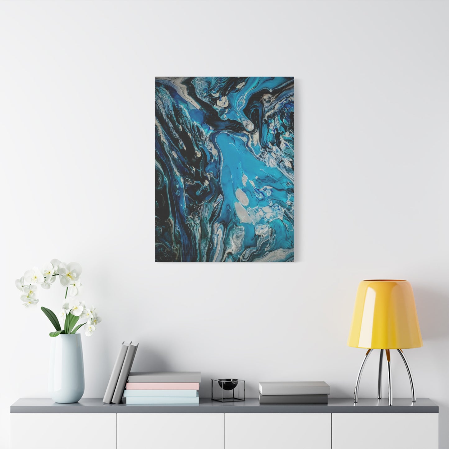Blue Ocean Abstract Matte Canvas Print — Stretched Wall Art