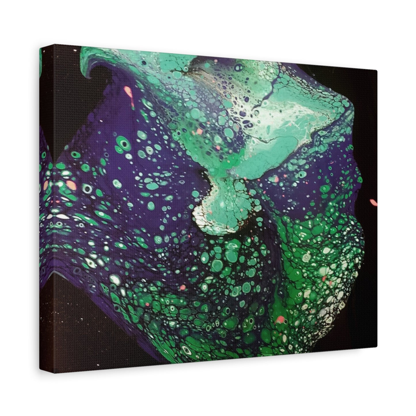 Abstract Green & Teal Fluid Art Canvas Print - Matte Stretched Wall Art