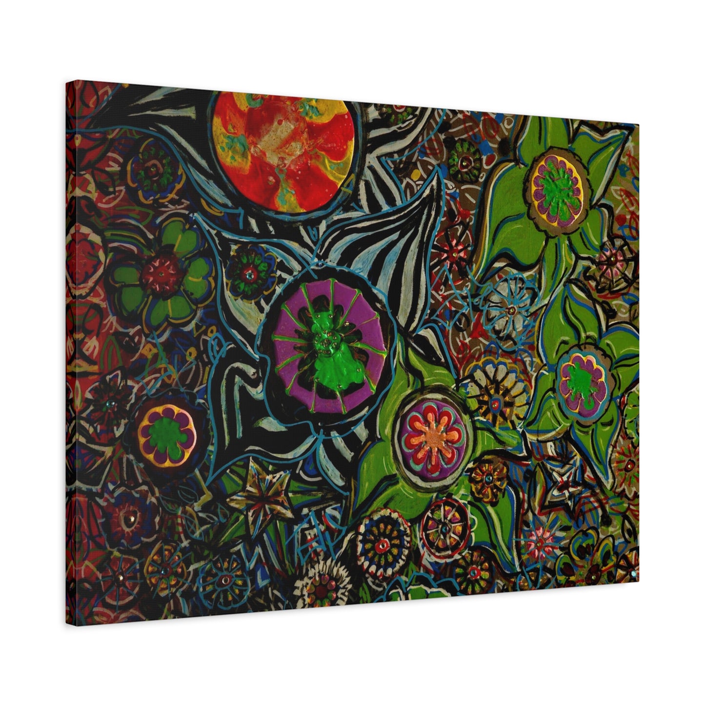 Urban_gardening-03 - Psychedelic Floral Canvas Print — Vibrant Abstract Garden Wall Art
