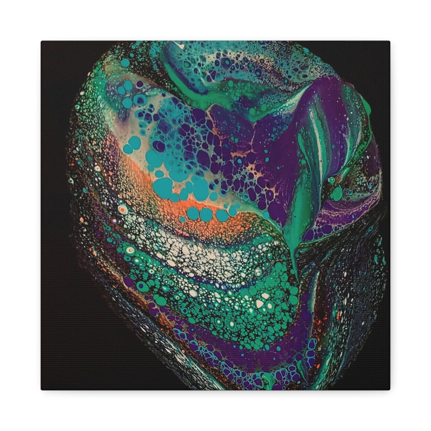 Abstract Fluid Art Canvas Print — Teal, Purple & Gold Swirl Matte Stretched Wall Art