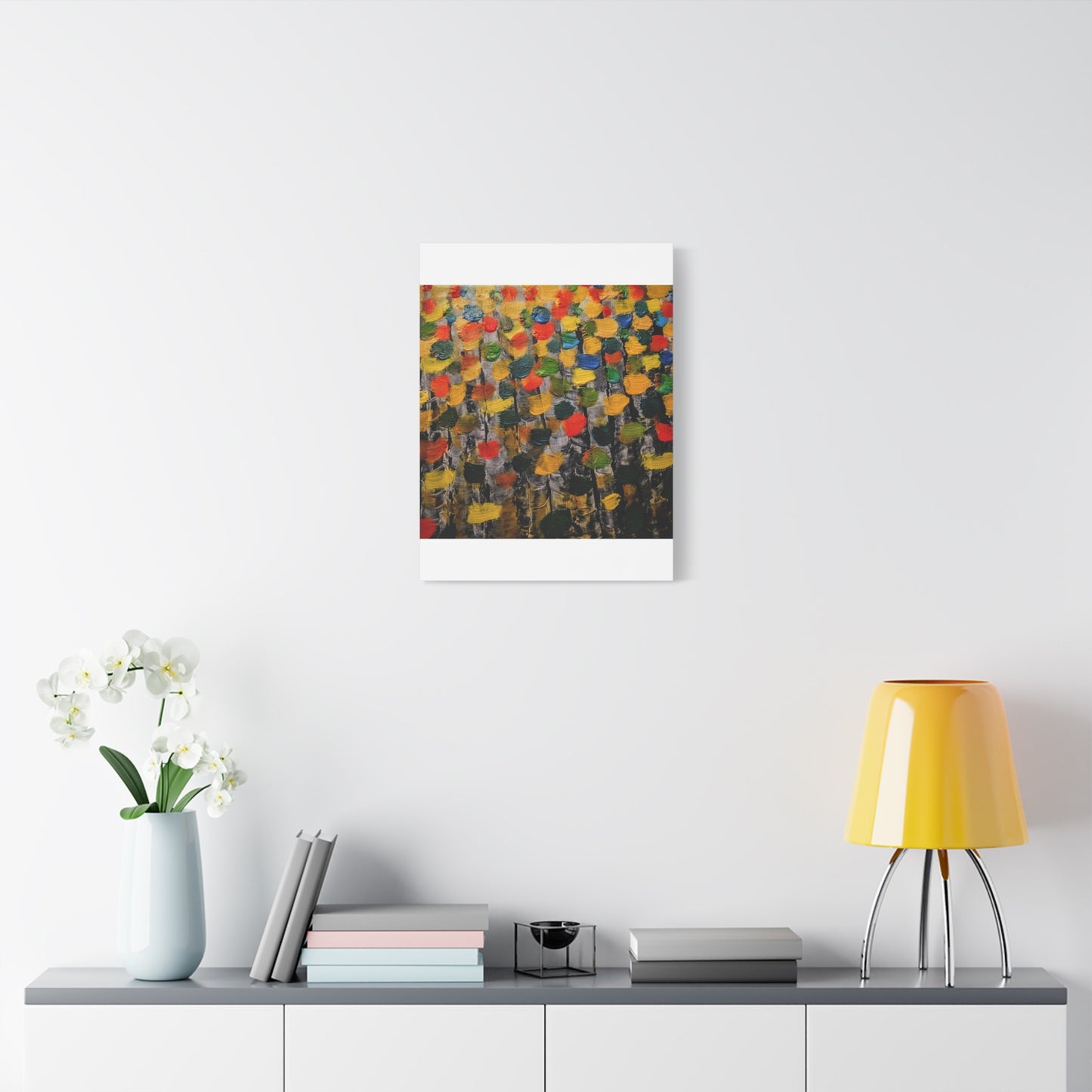 birch trees with color strokes - Abstract Color Bloom Matte Canvas Wall Art — Stretched 1.25"