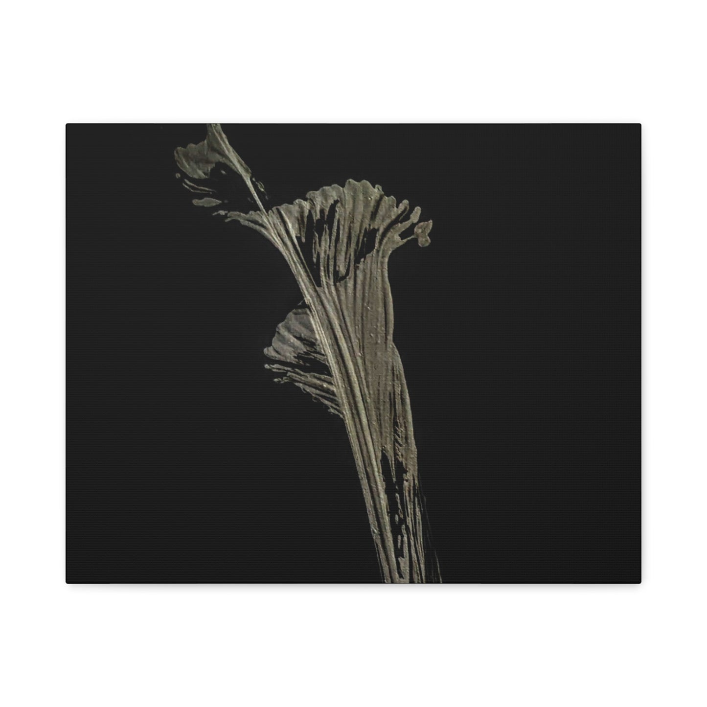 Calla Lilly - Minimalist Botanical Canvas Print — Monochrome Flower Art on Black Matte