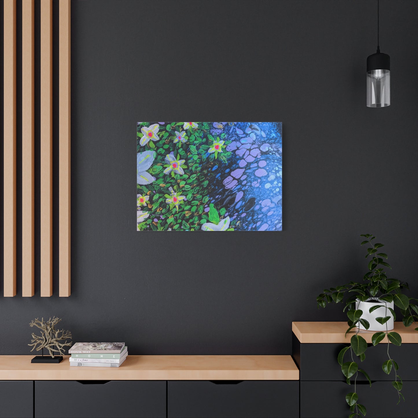 Floetrol&Flowers -  Reef Matte Canvas Wall Art — Blue & Green Abstract Flower Painting