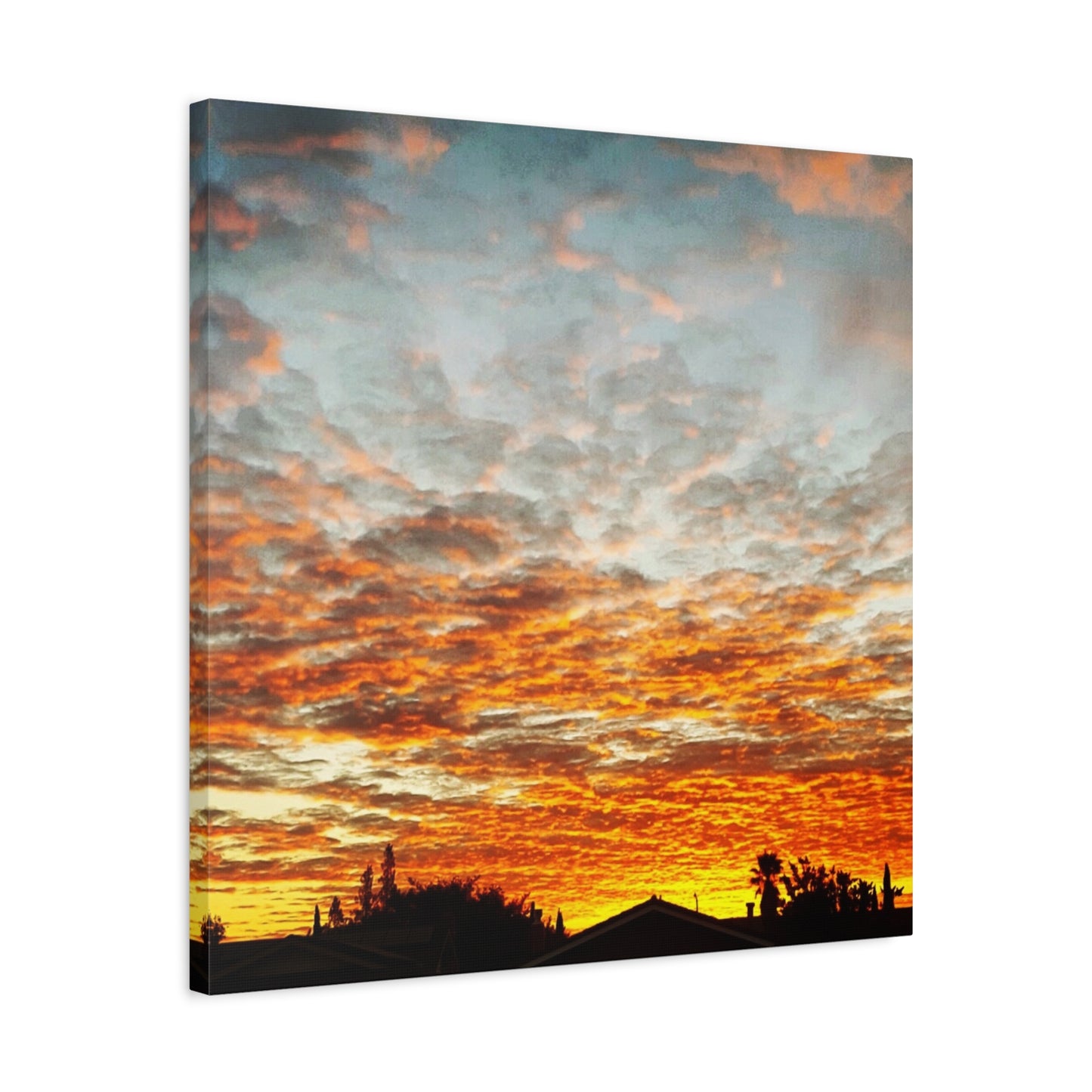 Sunset Sky Canvas Print — Orange Cloudscape Matte Stretched Wall Art