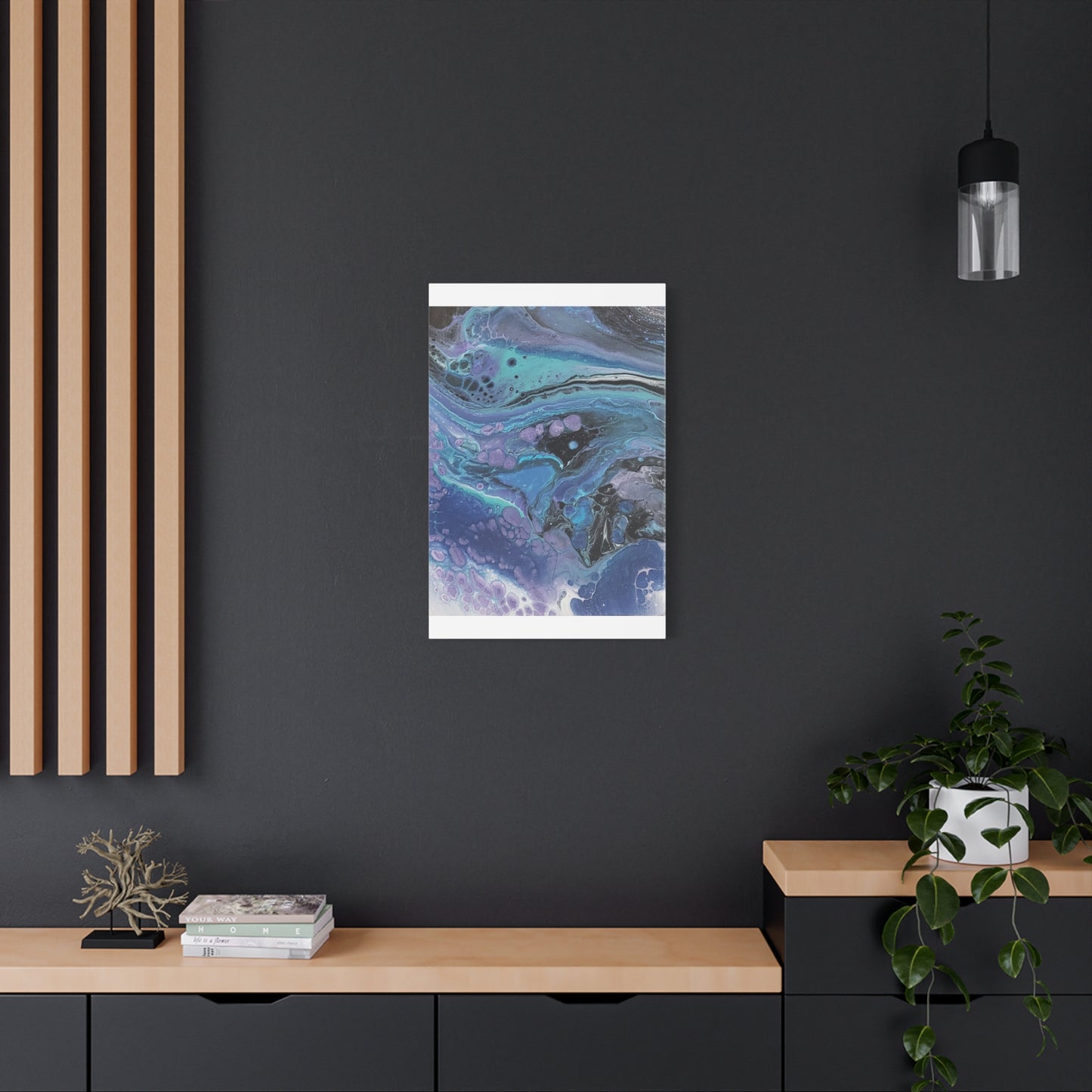 Abstract Ocean Wave Matte Canvas Print — Blue & Purple Fluid Art, Stretched 1.25"