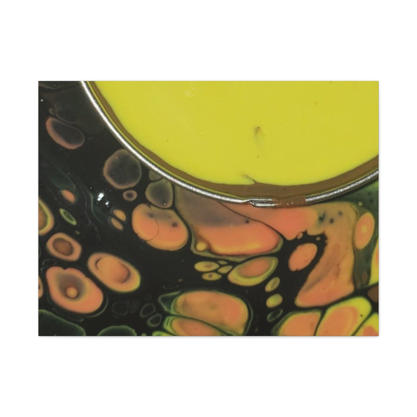 Abstract Fluid Art Canvas Print — Yellow & Black Cell Pour
