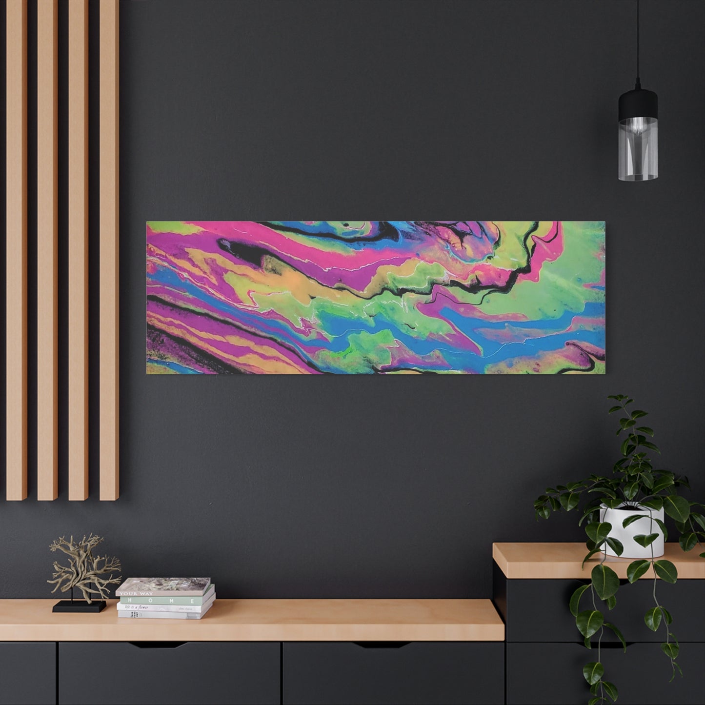 Abstract Neon Fluid Art Canvas Print — Vibrant Psychedelic Wall Decor