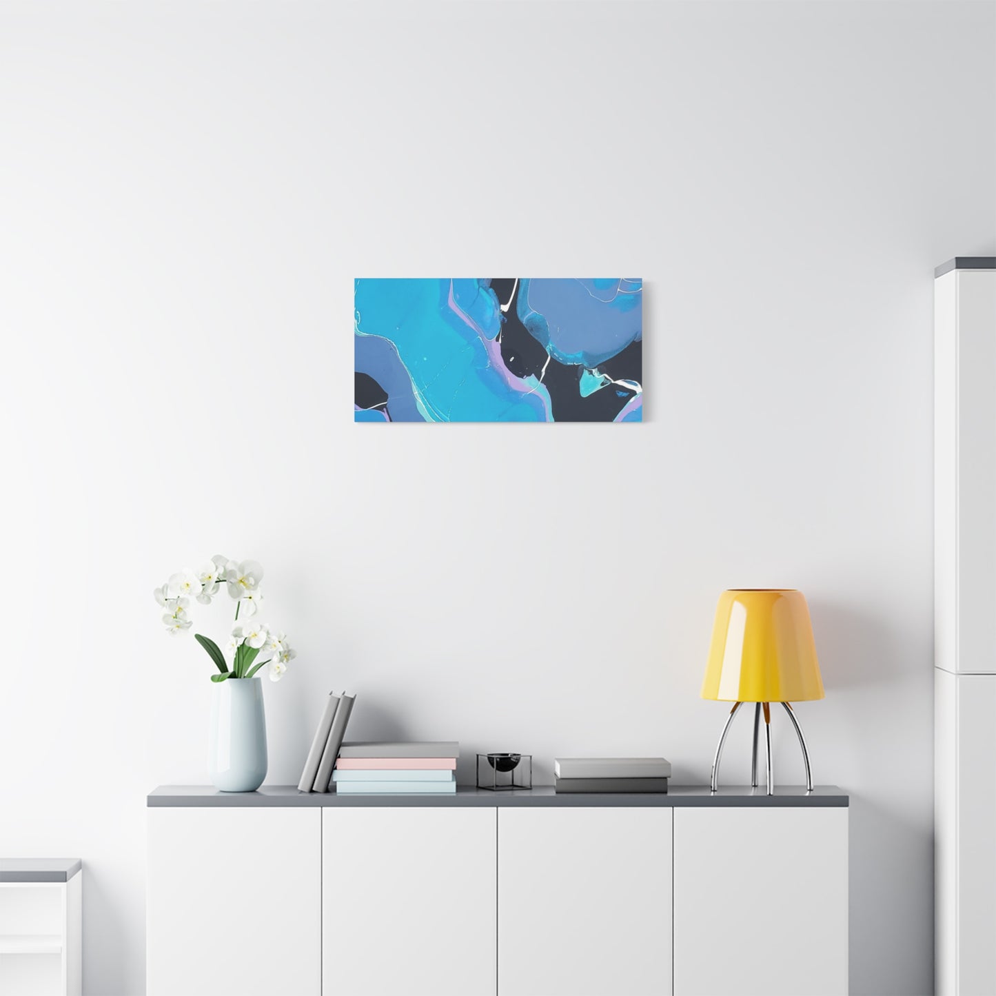Abstract Blue Fluid Art Canvas Print — Matte Stretched Wall Art 1.25"