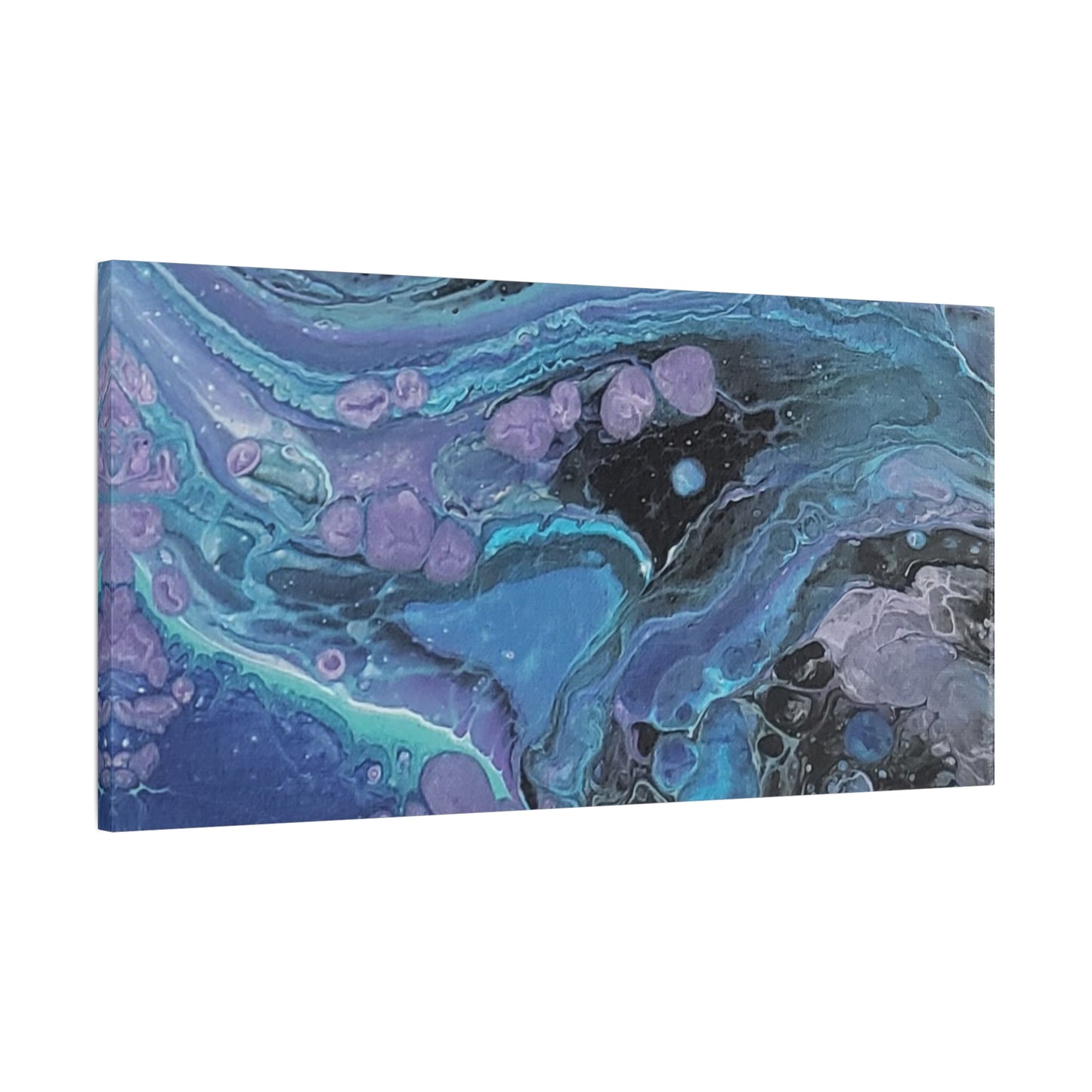 Abstract Ocean Wave Matte Canvas Print — Blue & Purple Fluid Art, Stretched 1.25"