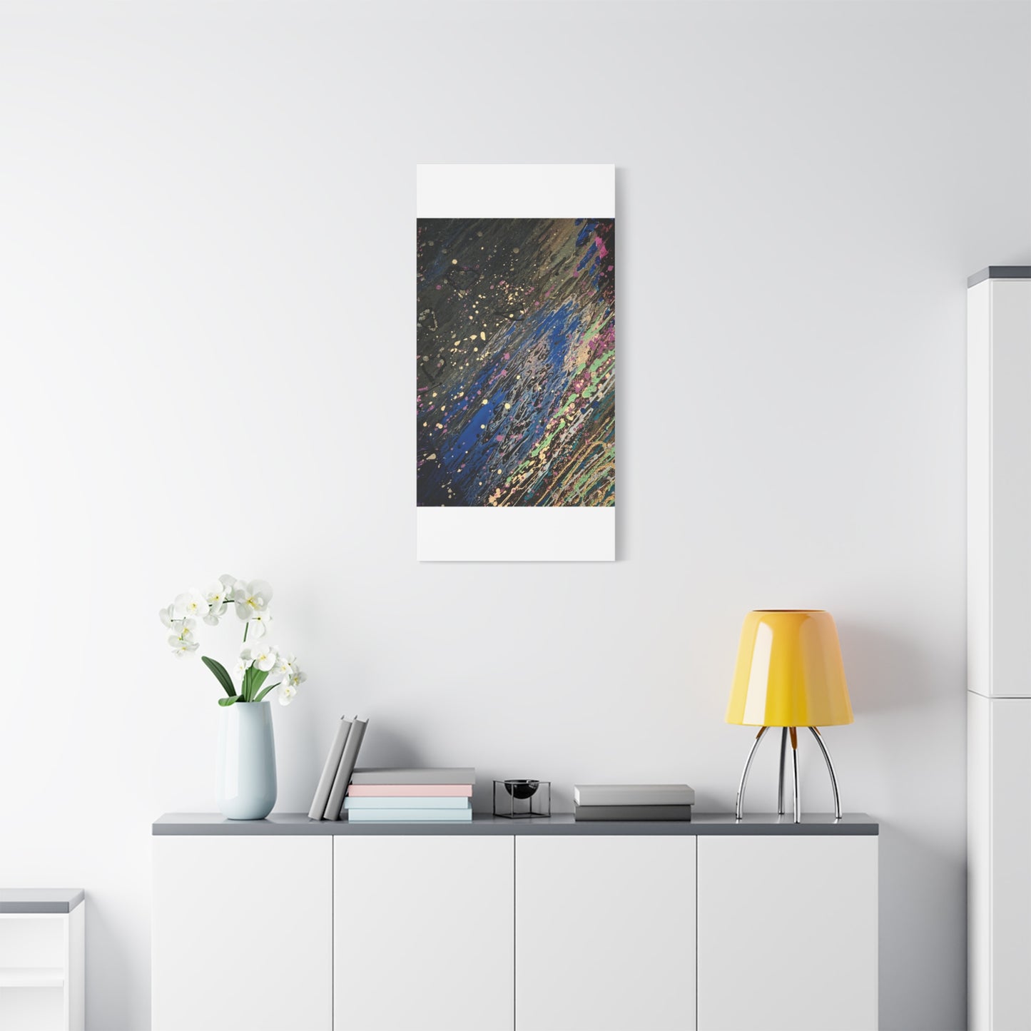 Abstract Splatter Matte Canvas Print — Colorful Fluid Art Wall Decor, Stretched 1.25"
