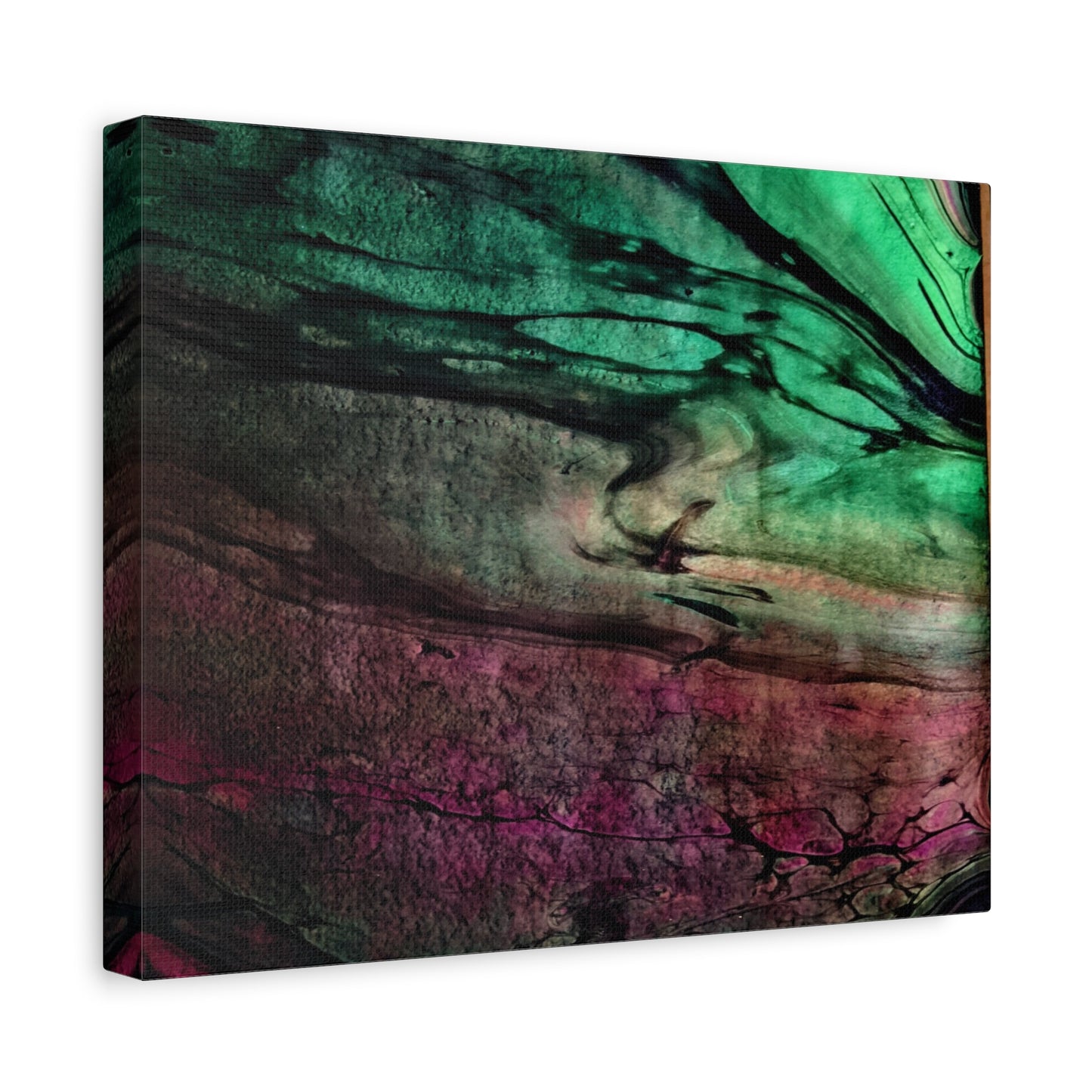 flame tempered pour - Abstract Teal & Magenta Canvas Wall Art — Matte Stretched 1.25"