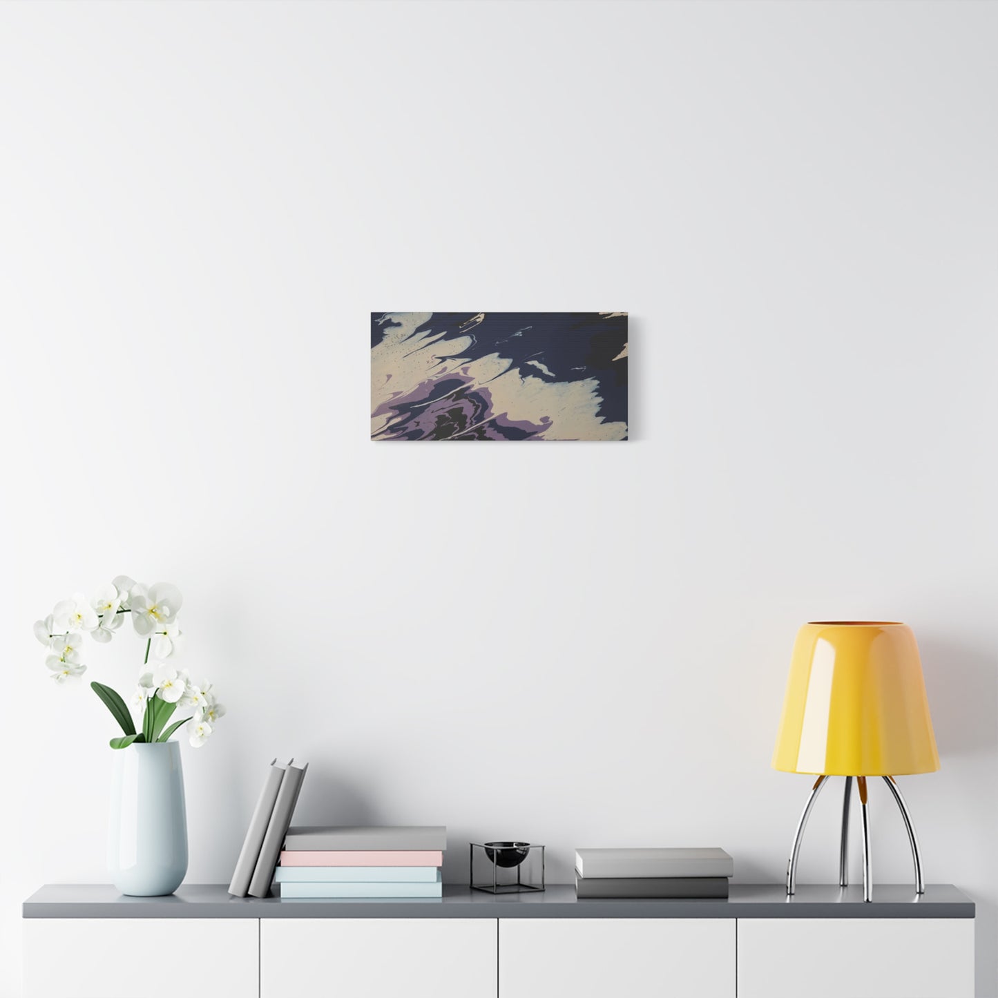 Abstract Navy & Lavender Wave Matte Stretched Canvas (1.25")