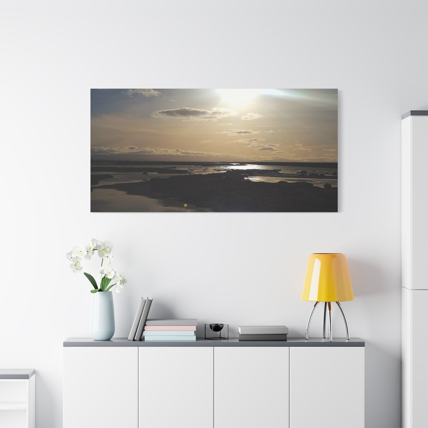 Sunlit Coastal Reflection (don edwards preserve)Canvas Print — Matte Stretched Wall Art