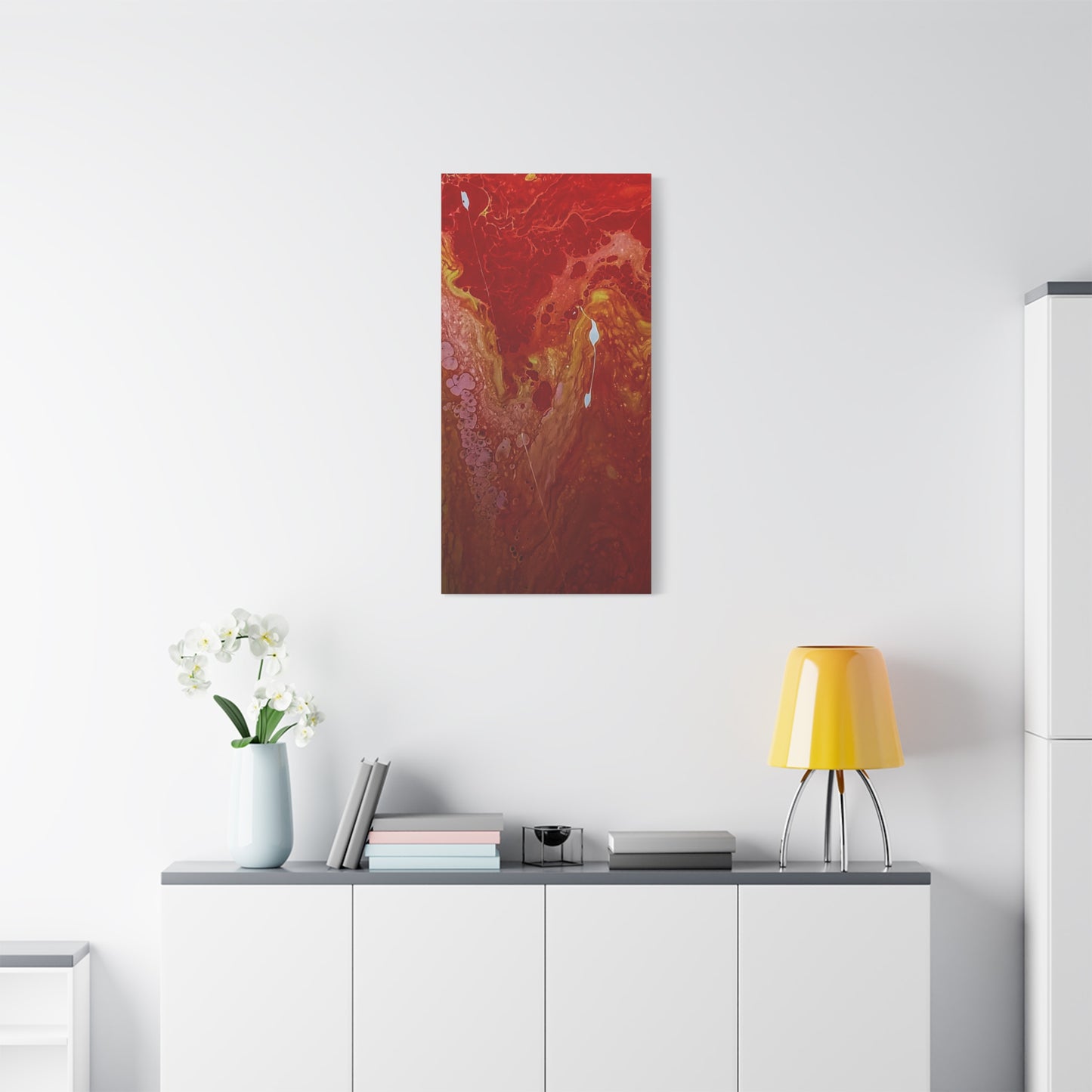Abstract Red Fluid Art Canvas Print — Matte Stretched Wall Art