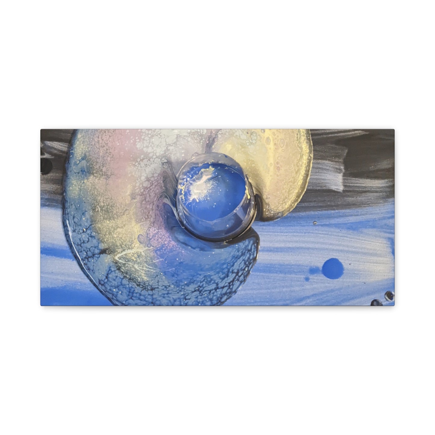 the nautilus - Abstract Blue Spiral Matte Canvas Art - Nautical Coastal Wall Decor