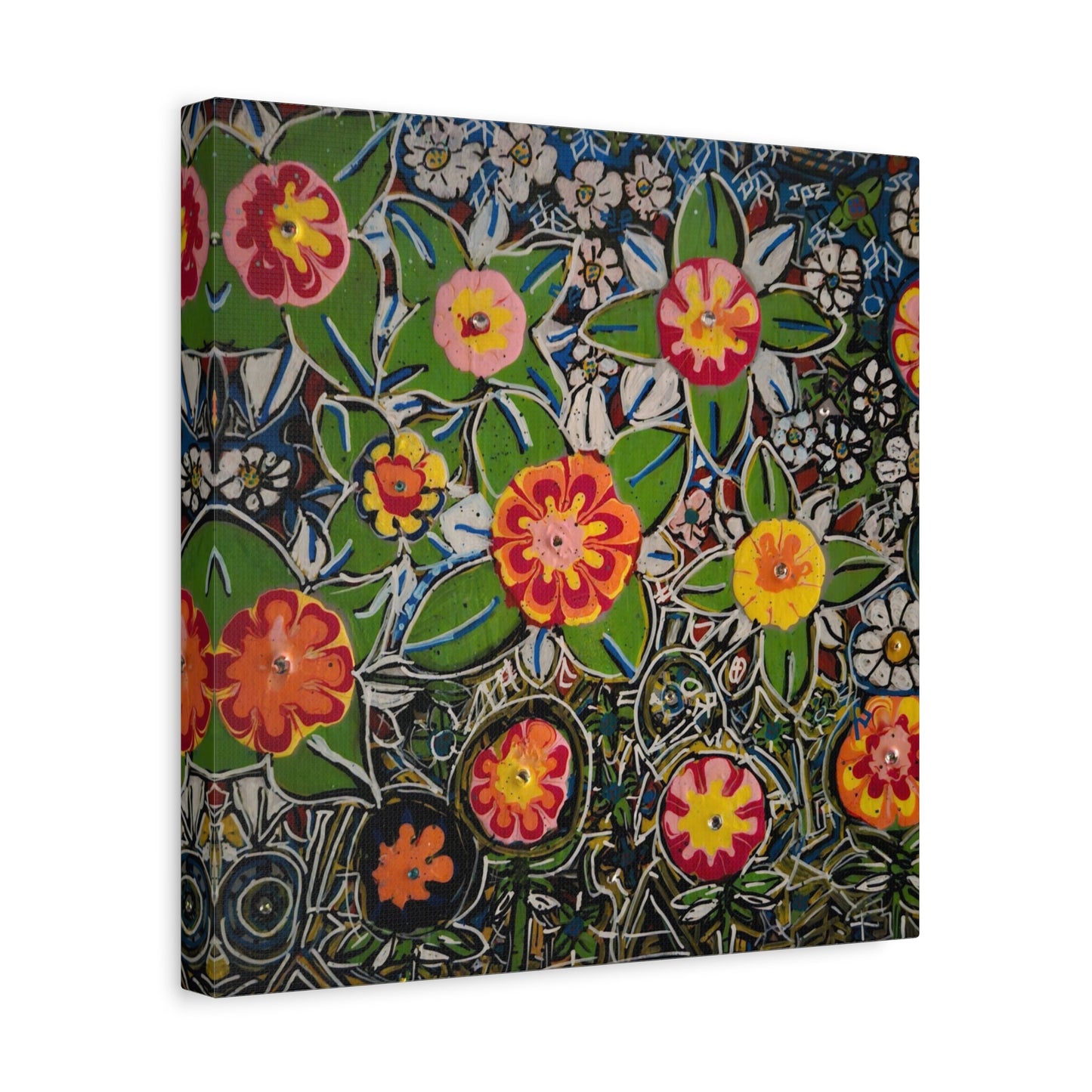 Urban_gardening-04 - Floral Pop Matte Stretched Canvas – Colorful Hand-Painted Garden Wall Art