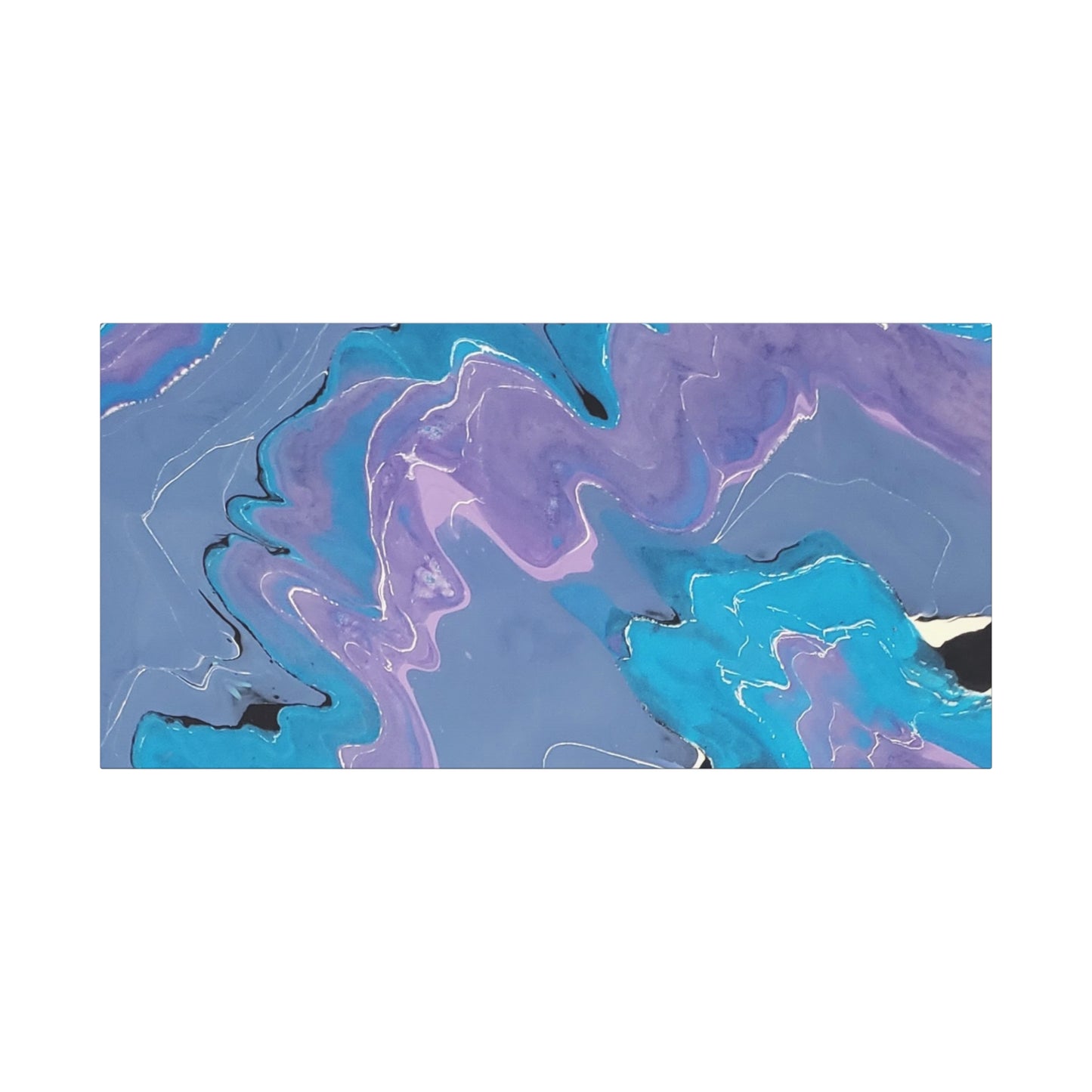 Abstract Blue & Purple Fluid Art Canvas - Matte Stretched Wall Art