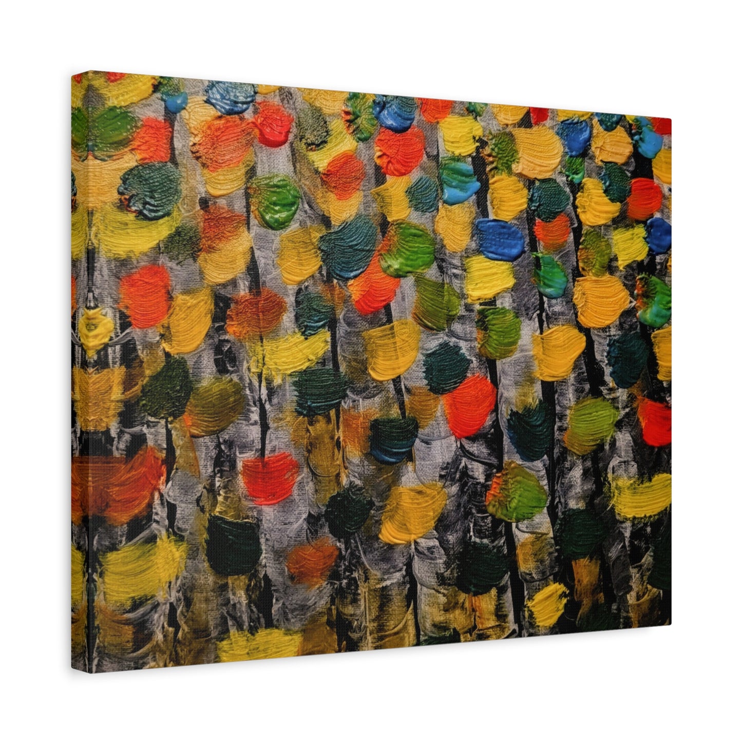birch trees with color strokes - Abstract Color Bloom Matte Canvas Wall Art — Stretched 1.25"