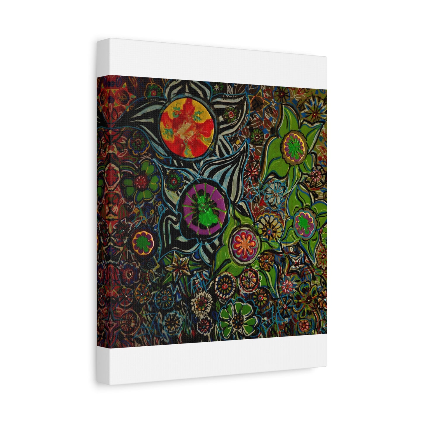 Urban_gardening-03 - Psychedelic Floral Canvas Print — Vibrant Abstract Garden Wall Art