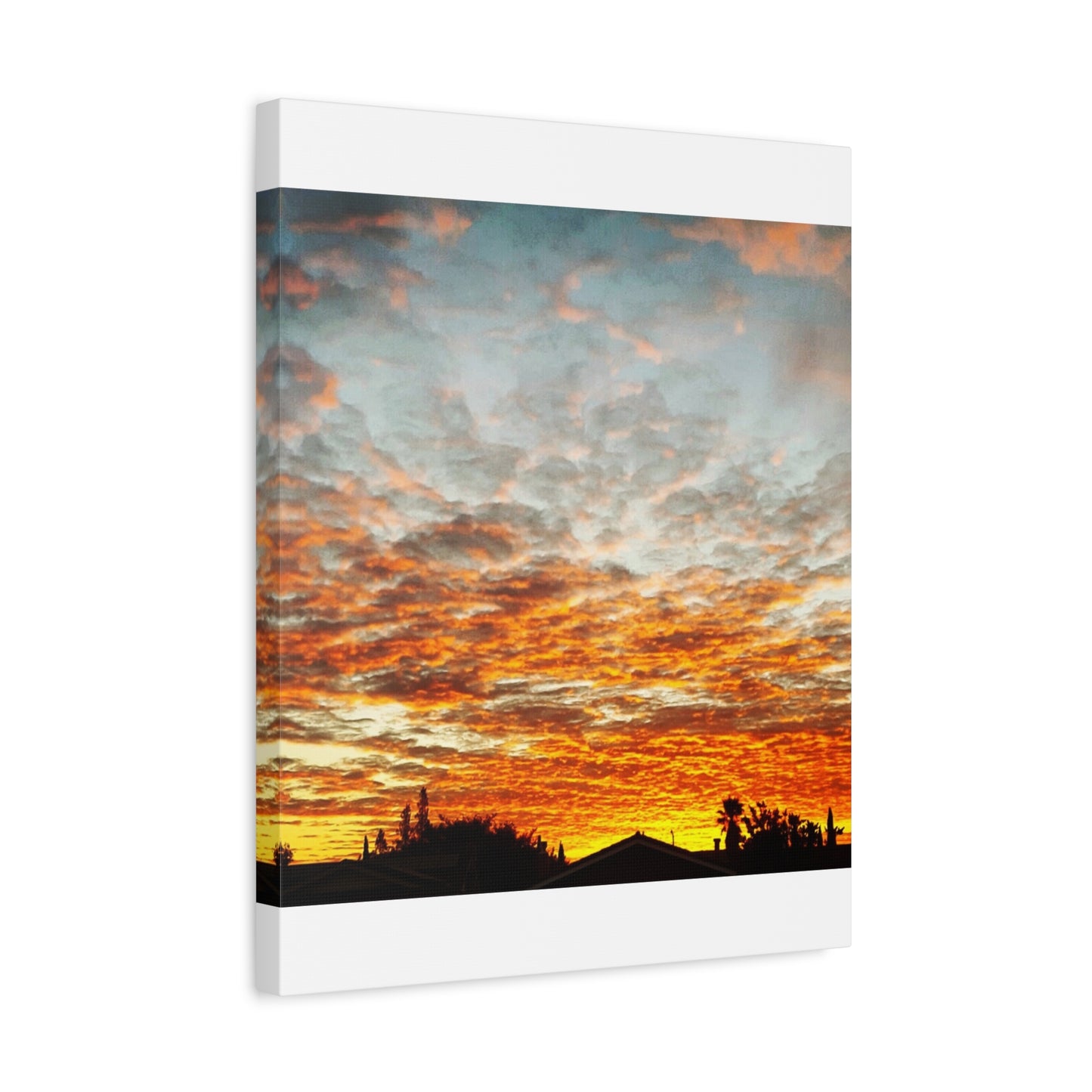 Sunset Sky Canvas Print — Orange Cloudscape Matte Stretched Wall Art
