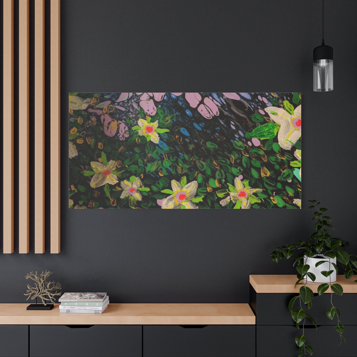 Floetrol&Flowers - Night Pour Garden Matte Canvas Print — Stretched Wall Art