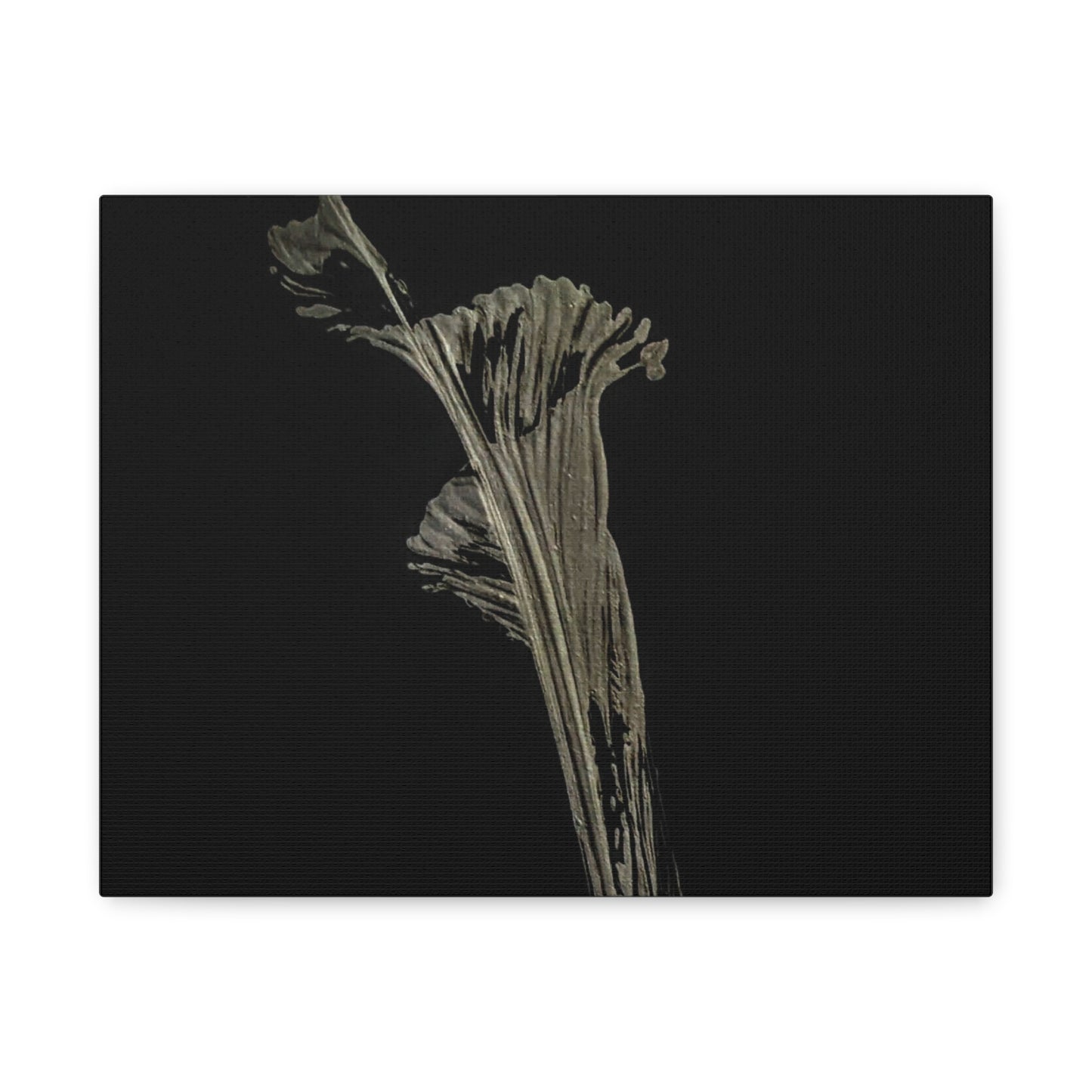 Calla Lilly - Minimalist Botanical Canvas Print — Monochrome Flower Art on Black Matte
