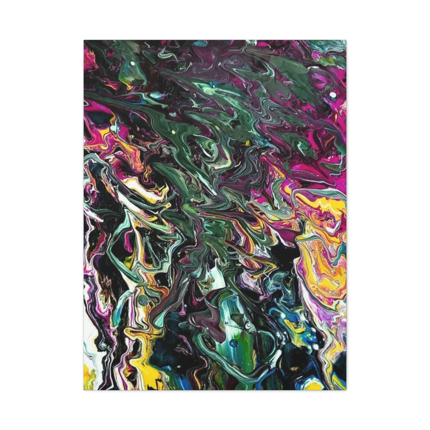 chaos in the garden - Abstract Fluid Art Matte Canvas Print - Colorful Swirl Wall Art