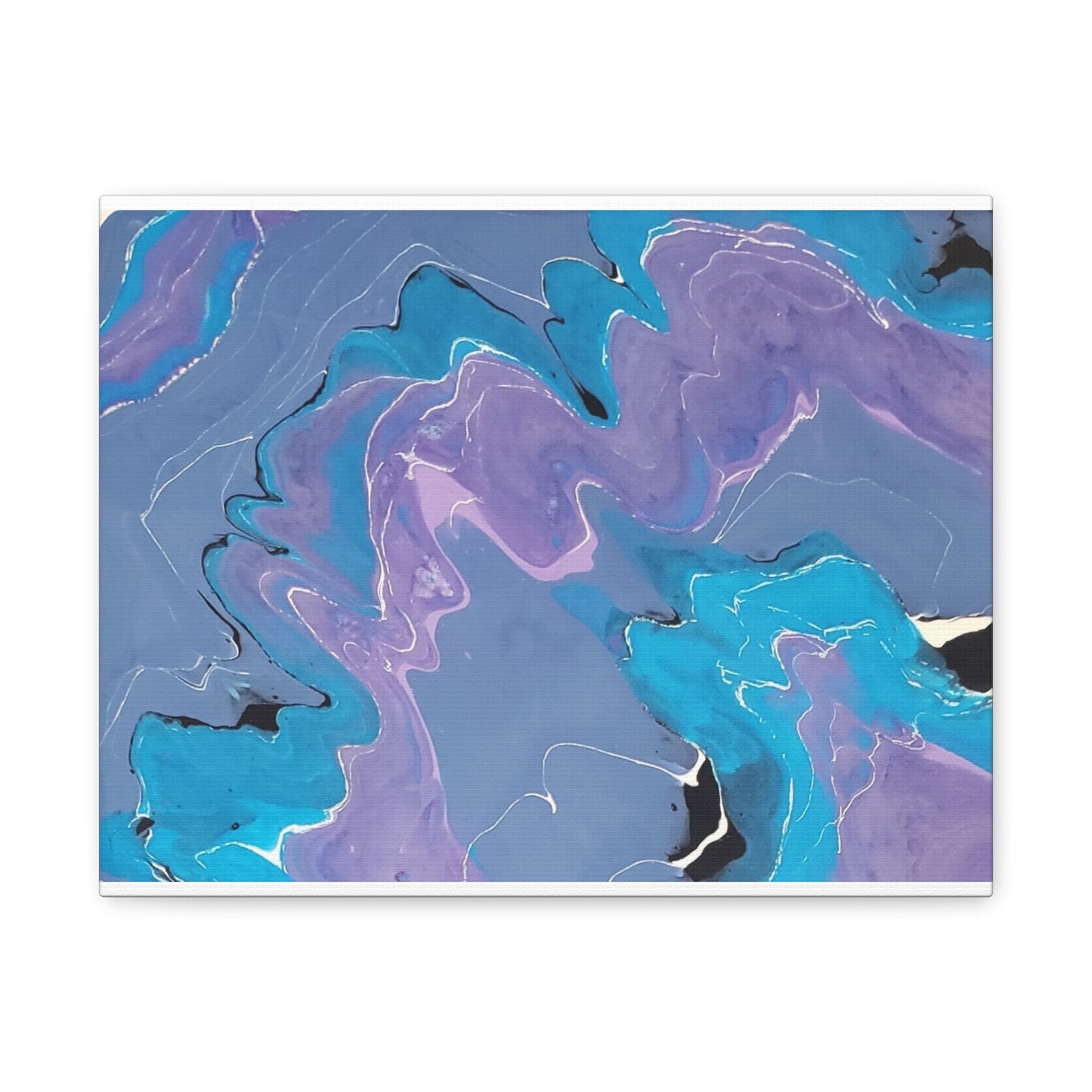 Abstract Blue & Purple Fluid Art Canvas - Matte Stretched Wall Art