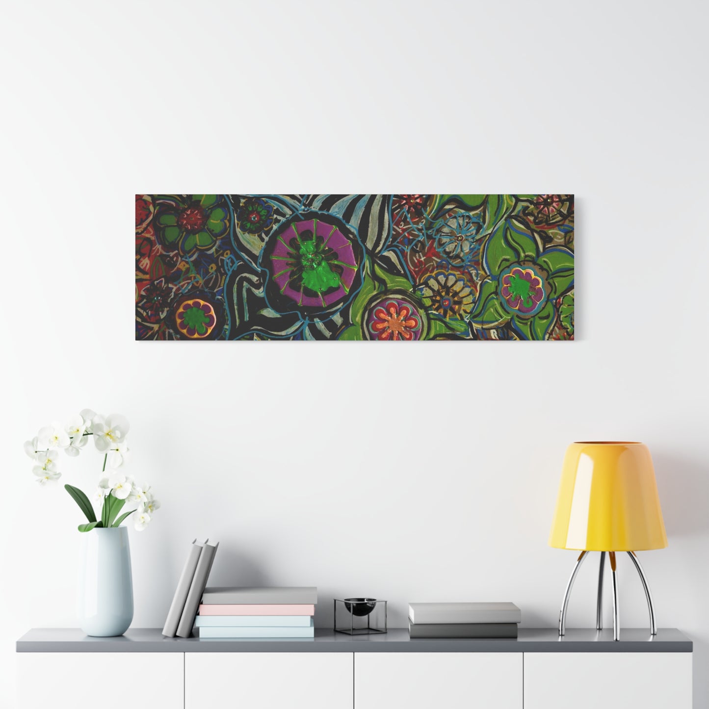 Urban_gardening-03 - Psychedelic Floral Canvas Print — Vibrant Abstract Garden Wall Art