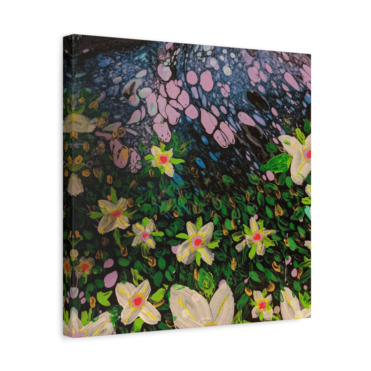 Floetrol&Flowers - Night Pour Garden Matte Canvas Print — Stretched Wall Art