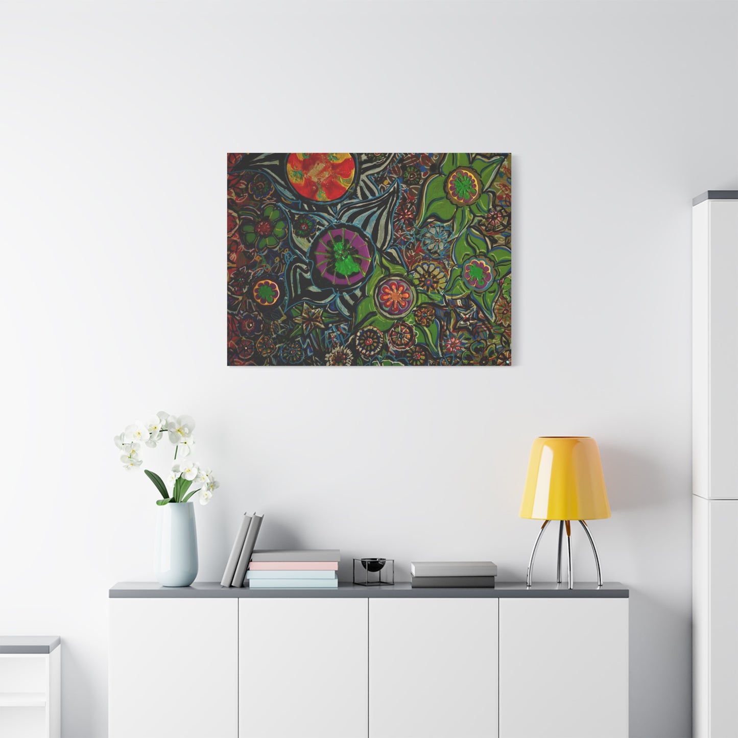 Urban_gardening-03 - Psychedelic Floral Canvas Print — Vibrant Abstract Garden Wall Art