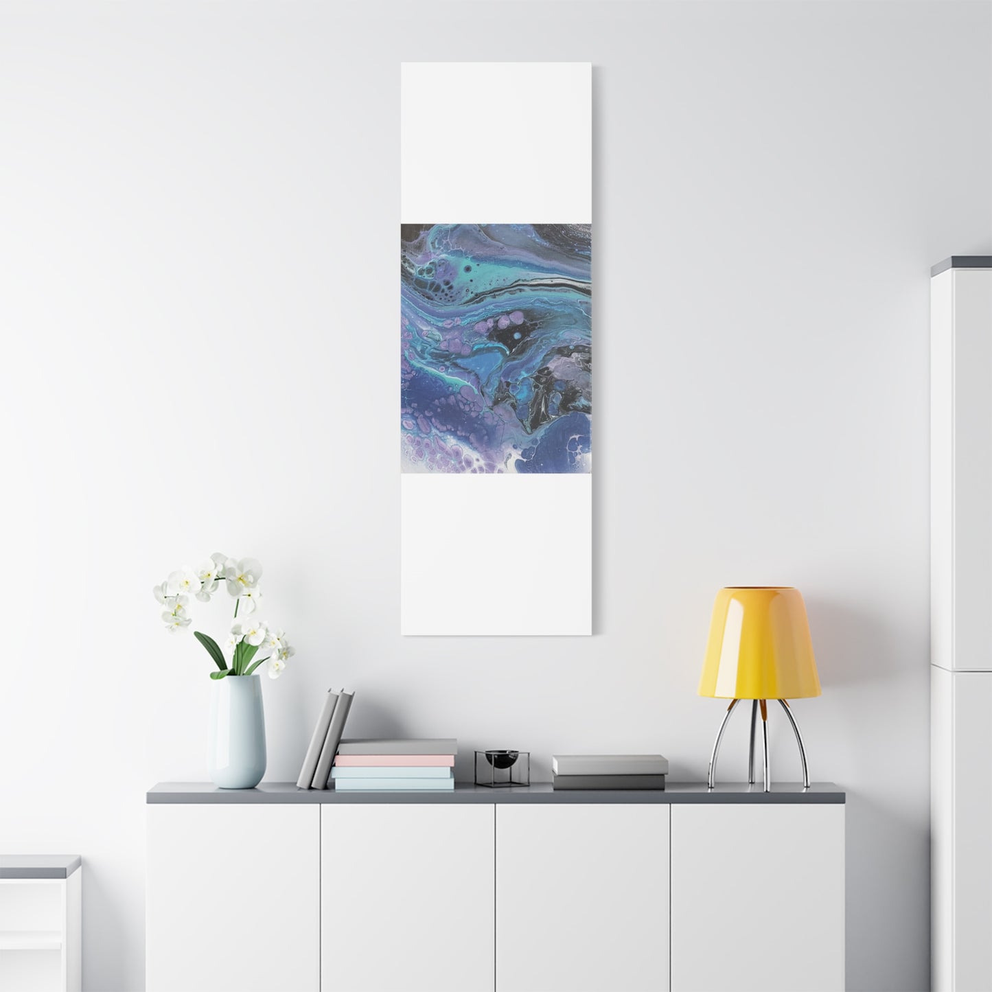 Abstract Ocean Wave Matte Canvas Print — Blue & Purple Fluid Art, Stretched 1.25"