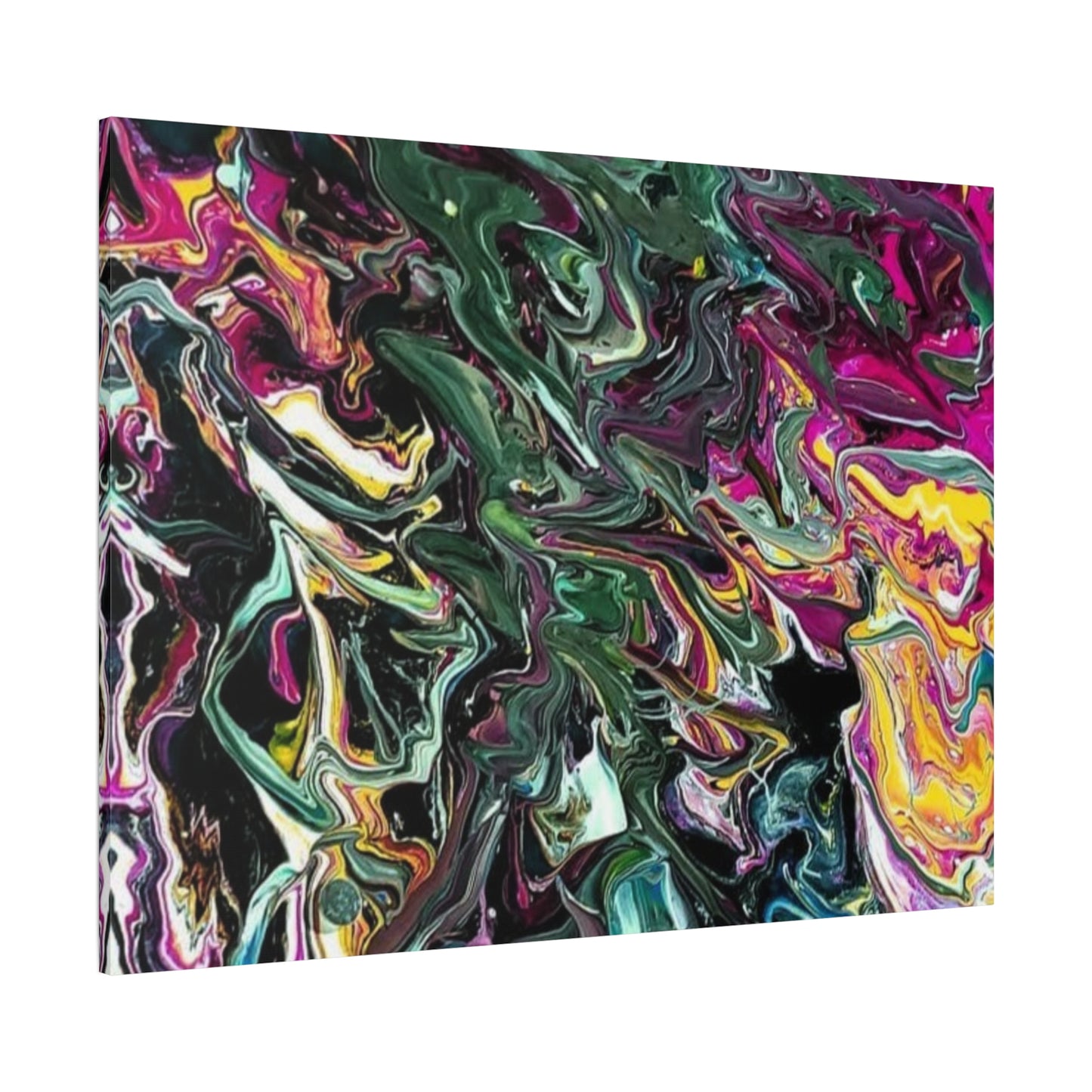 chaos in the garden - Abstract Fluid Art Matte Canvas Print - Colorful Swirl Wall Art