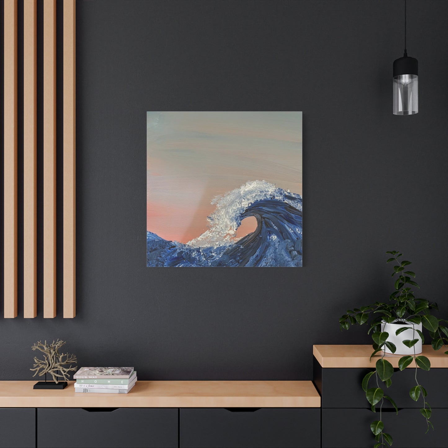 California_Coast - Ocean Wave Canvas Art — Blue Wave Seascape Matte Stretched Canvas