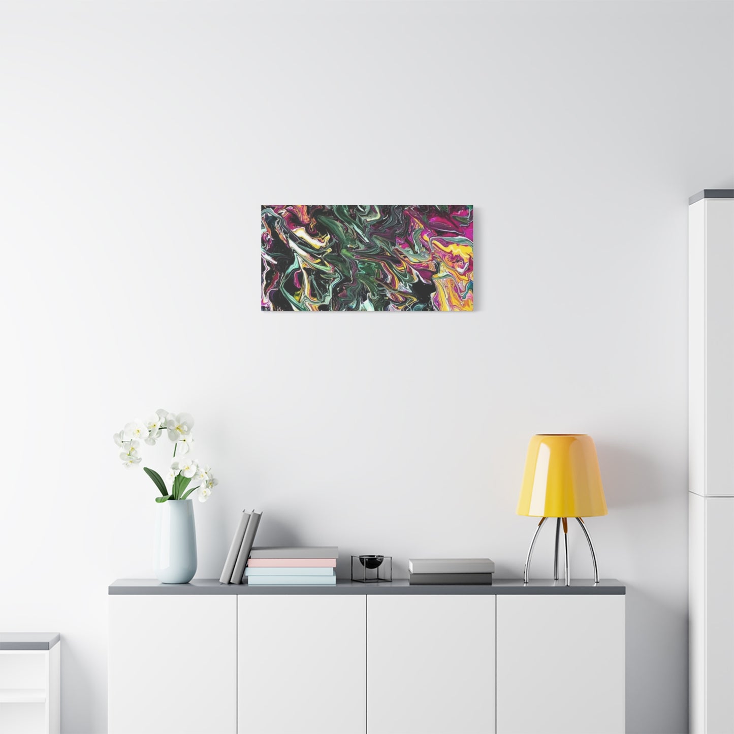 chaos in the garden - Abstract Fluid Art Matte Canvas Print - Colorful Swirl Wall Art