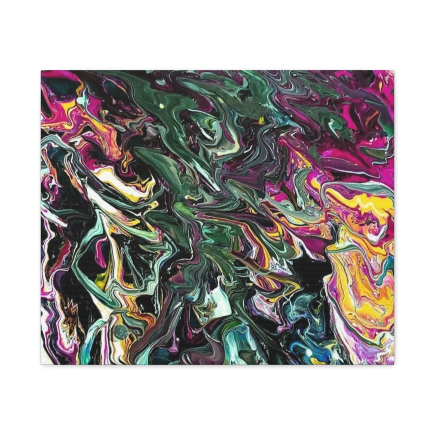chaos in the garden - Abstract Fluid Art Matte Canvas Print - Colorful Swirl Wall Art