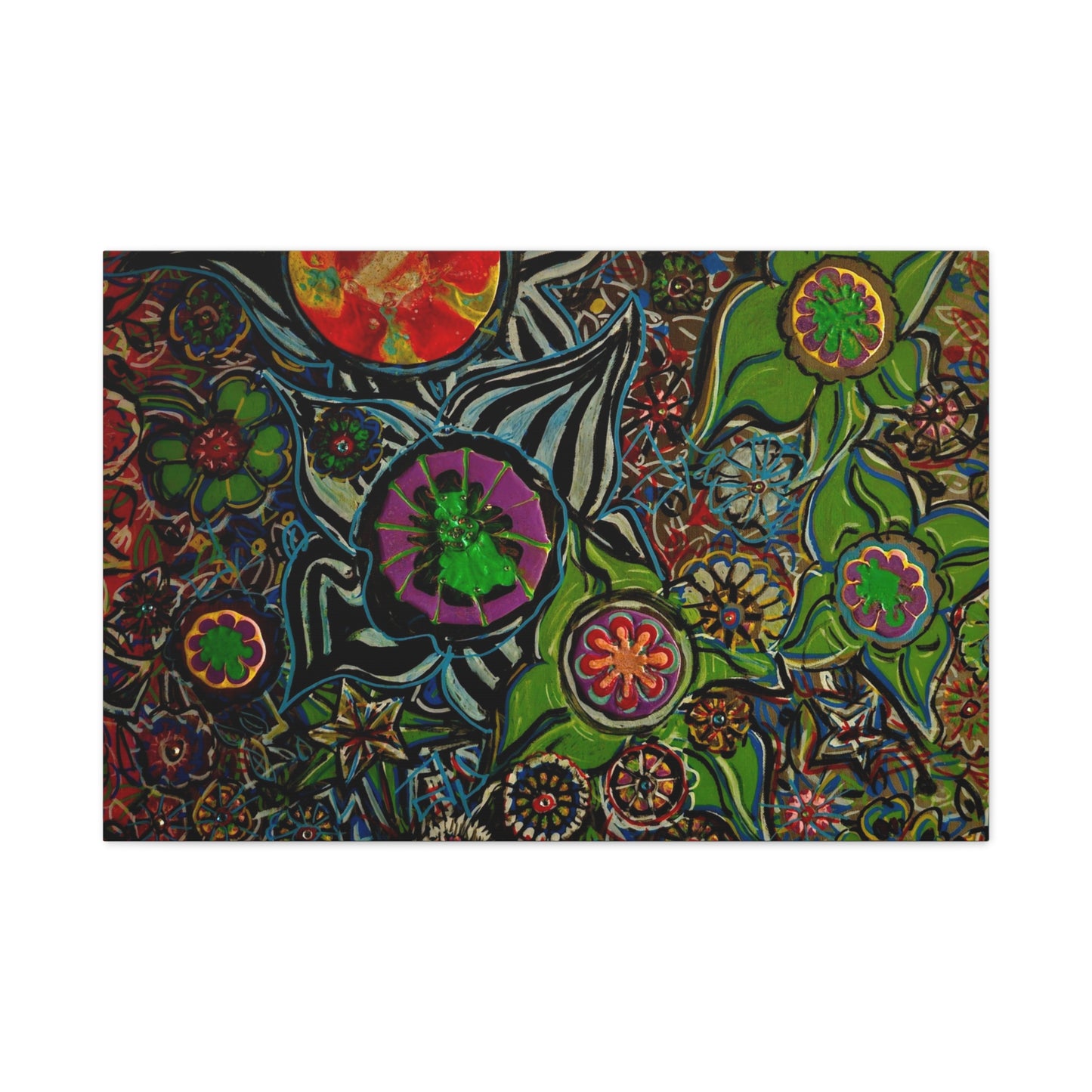Urban_gardening-03 - Psychedelic Floral Canvas Print — Vibrant Abstract Garden Wall Art