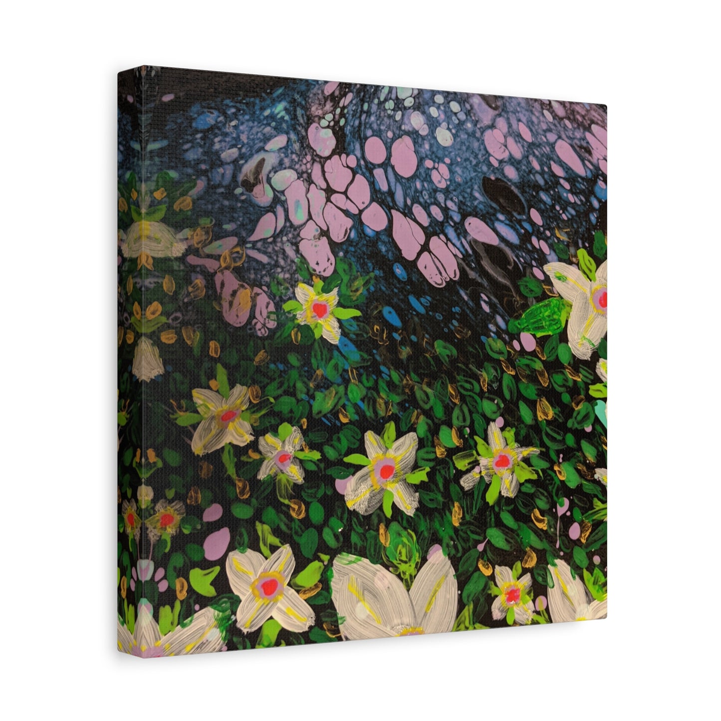 Floetrol&Flowers - Night Pour Garden Matte Canvas Print — Stretched Wall Art