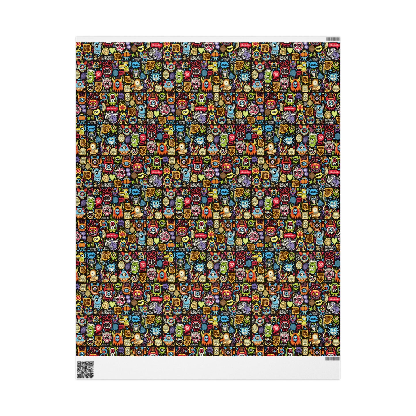 Wrapping Paper - Colorful Neon Emoji Doodles Gift Wrap (Halloween & Birthday)