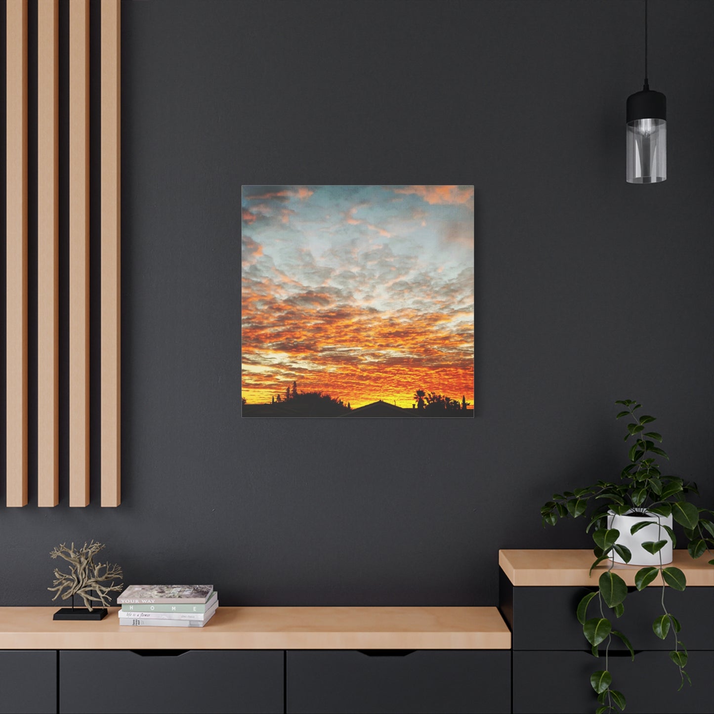 Sunset Sky Canvas Print — Orange Cloudscape Matte Stretched Wall Art