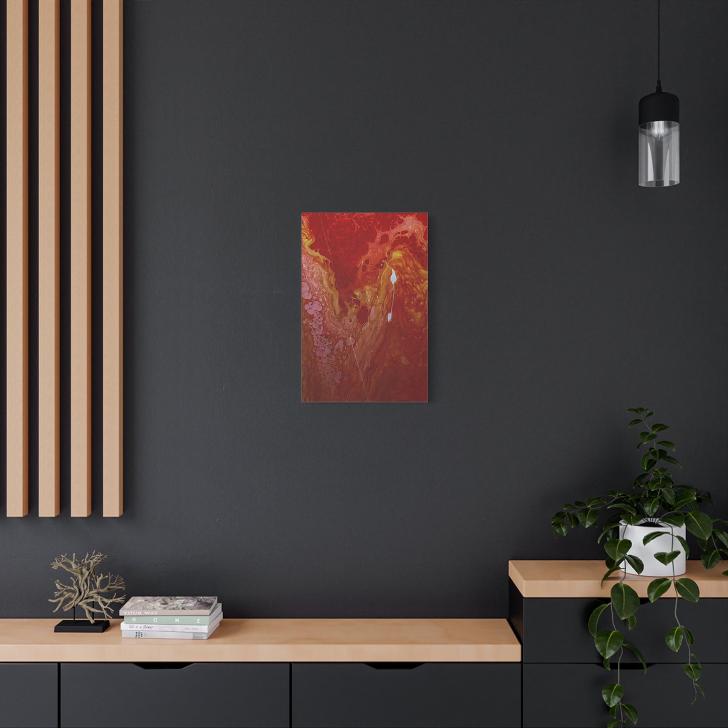 Abstract Red Fluid Art Canvas Print — Matte Stretched Wall Art