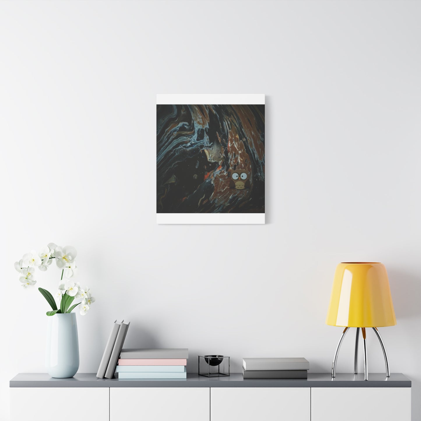 Abstract Swirl Owl Matte Canvas Print