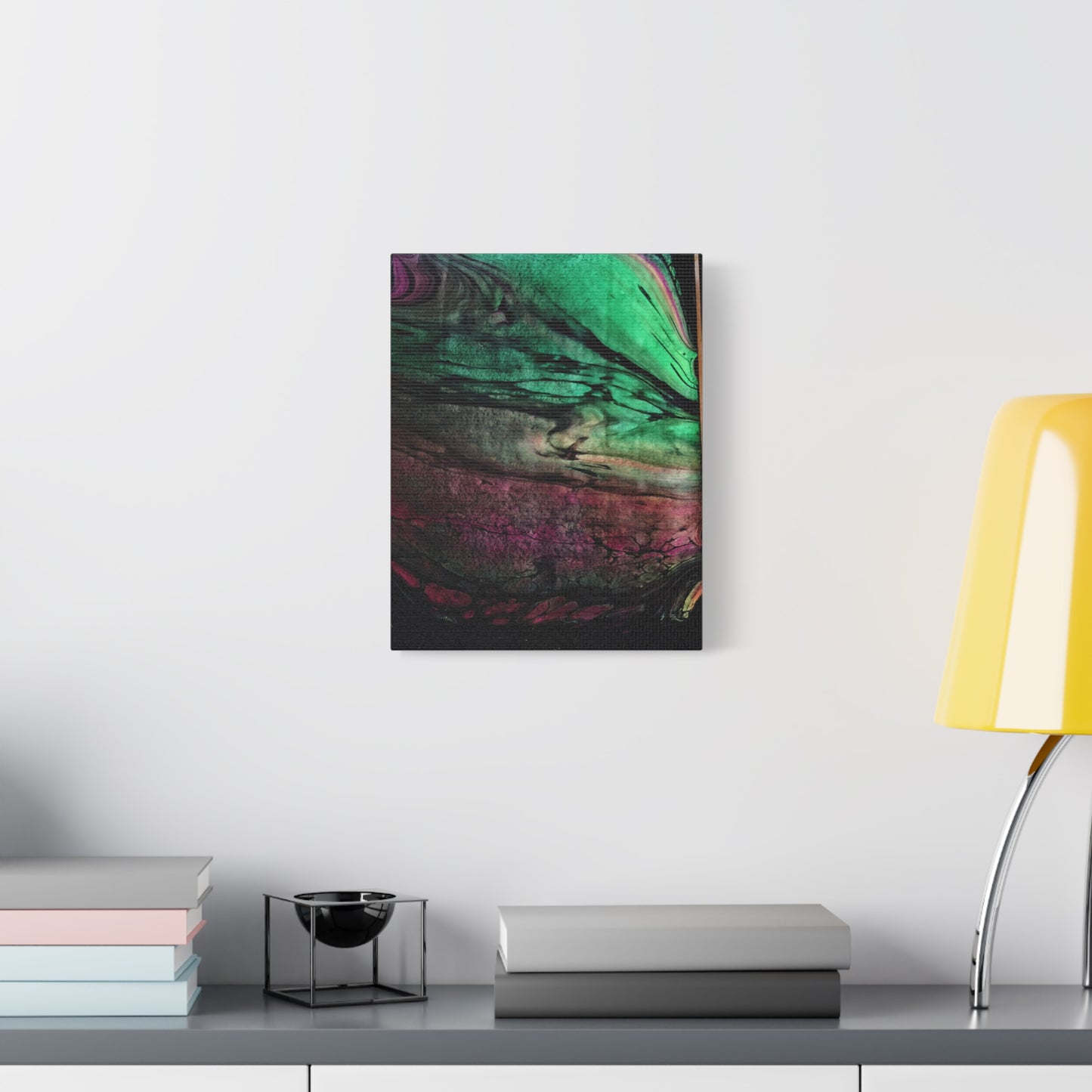flame tempered pour - Abstract Teal & Magenta Canvas Wall Art — Matte Stretched 1.25"