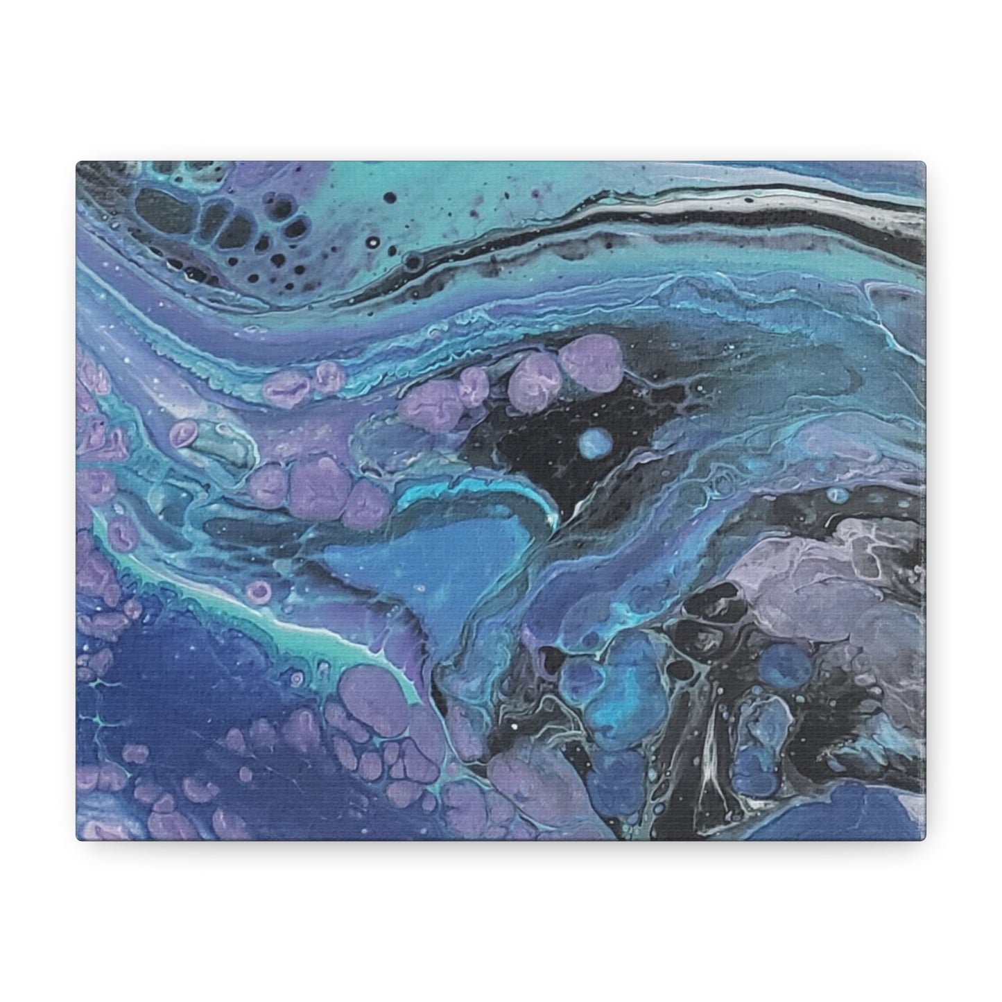Abstract Ocean Wave Matte Canvas Print — Blue & Purple Fluid Art, Stretched 1.25"