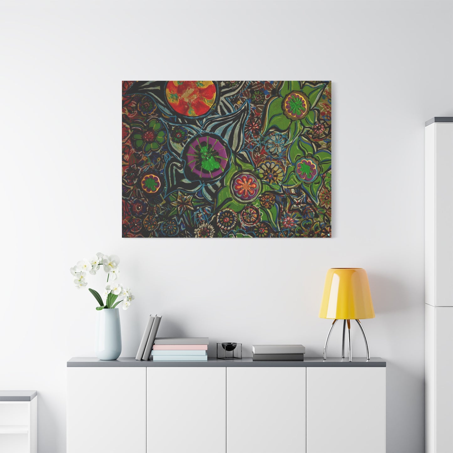 Urban_gardening-03 - Psychedelic Floral Canvas Print — Vibrant Abstract Garden Wall Art