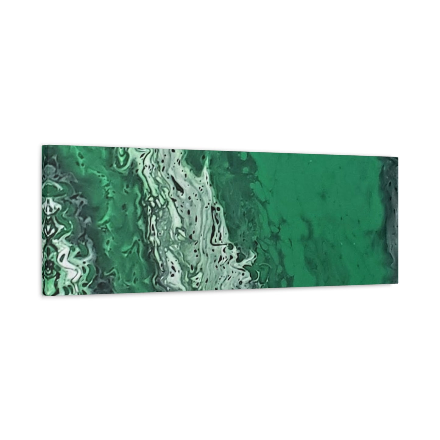 Emerald Wave Abstract Canvas Print — Matte Stretched Wall Art